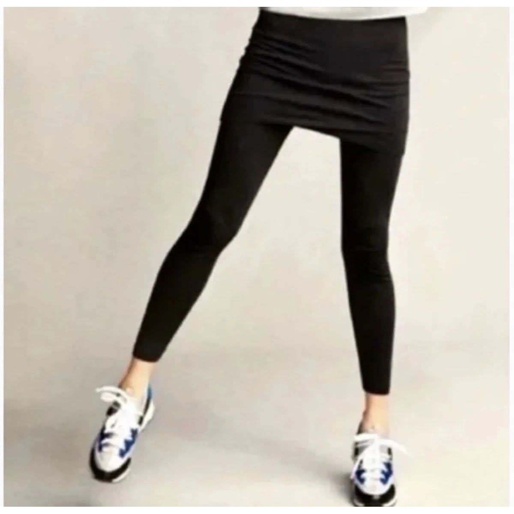 Cabi Skirted Leggings Womens XS Black 5510 Cotton Spandex Layered Skort Pants